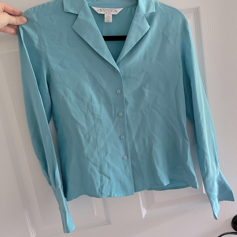 Casual Corner ANNEX | S Petite | blue button down top